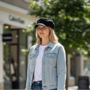 Calvin Klein Black Cap and Light Blue Denim Jacket